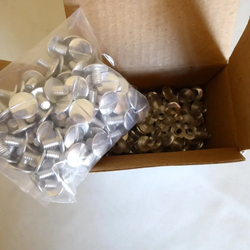 NEW .25” ALUMINUM POST SCREW BOOK BINDING HOLE PUNCH BINDERY POSTS 100 SETS